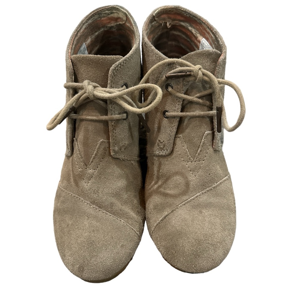 Tom’s Desert Wedges Tan/Brown Booties Shoes Size 8.5 Suede